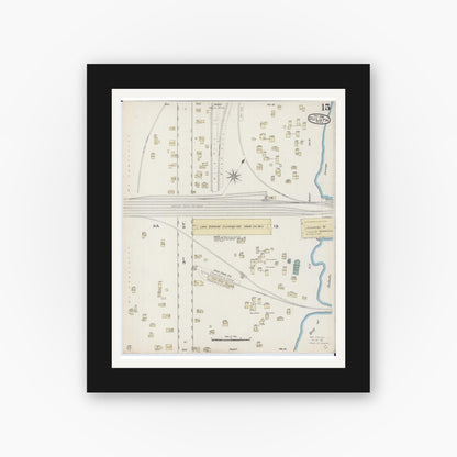 Old map wall art mockup — black gallery frame with white mat — Sanborn Fire Insurance Map from Duluth, Saint Louis County, Minnesota (1885), Sheet #0015