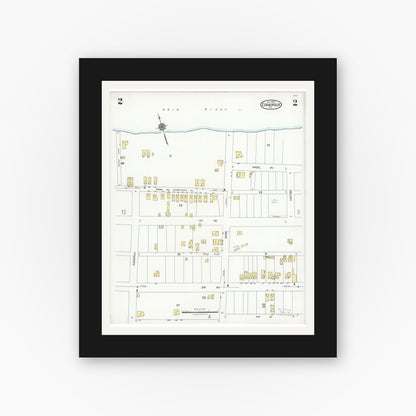 Old map wall art mockup — black gallery frame with white mat — Sanborn Fire Insurance Map from Coraopolis, Allegheny County, Pennsylvania (1924), Sheet #0002