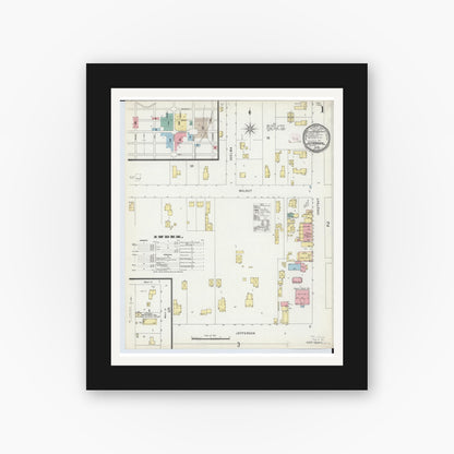 Old map wall art mockup — black gallery frame with white mat — Sanborn Fire Insurance Map from Jefferson, Ashtabula County, Ohio (1896) - Complete Map Set