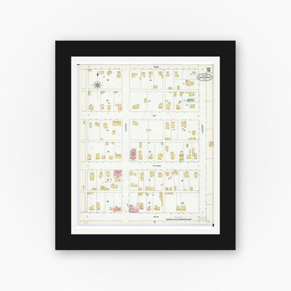 Old map wall art mockup — black gallery frame with white mat — Sanborn Fire Insurance Map from Oak Harbor, Ottawa County, Ohio (1904), Sheet #0002
