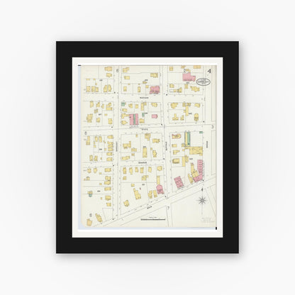 Old map wall art mockup — black gallery frame with white mat — Sanborn Fire Insurance Map from Conneaut, Ashtabula County, Ohio (1898), Sheet #0004
