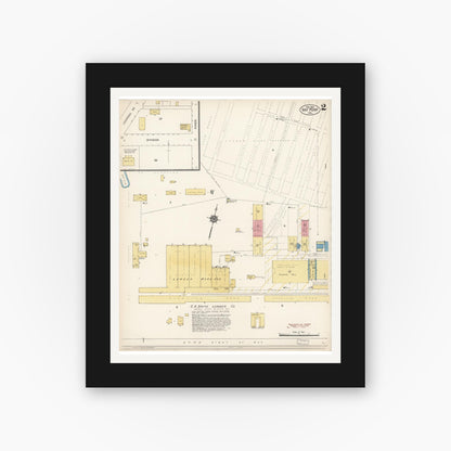Old map wall art mockup — black gallery frame with white mat — Sanborn Fire Insurance Map from Bay Point, Contra Costa County, California (1912), Sheet #0002