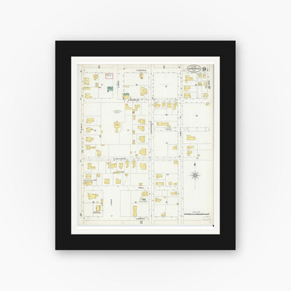 Old map wall art mockup — black gallery frame with white mat — Sanborn Fire Insurance Map from Gainesville, Alachua County, Florida (1903), Sheet #0009
