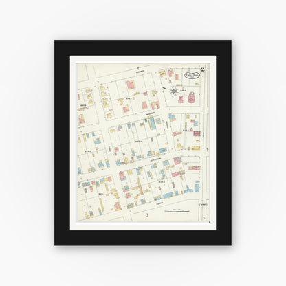 Old map wall art mockup — black gallery frame with white mat — Sanborn Fire Insurance Map from Eagle Pass, Maverick County, Texas (1905), Sheet #0002