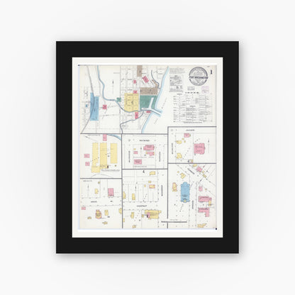 Old map wall art mockup — black gallery frame with white mat — Sanborn Fire Insurance Map from Port Washington, Ozaukee County, Wisconsin (1904) - Complete Map Set