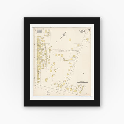 Old map wall art mockup — black gallery frame with white mat — Sanborn Fire Insurance Map from Wailuku, Maui County, Hawaii (1914), Sheet #0004