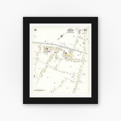 Old map wall art mockup — black gallery frame with white mat — Sanborn Fire Insurance Map from Lexington, Davidson County, North Carolina (1923), Sheet #0010