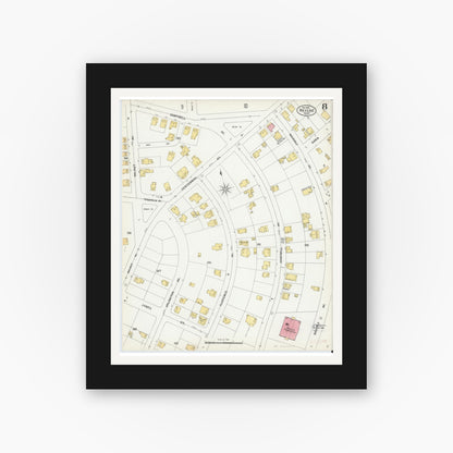 Old map wall art mockup — black gallery frame with white mat — Sanborn Fire Insurance Map from Revere, Suffolk County, Massachusetts (1900), Sheet #0008