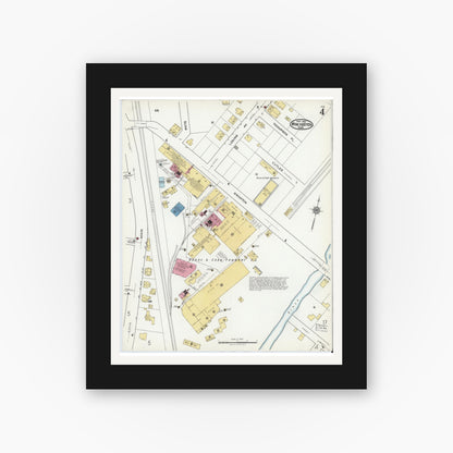 Old map wall art mockup — black gallery frame with white mat — Sanborn Fire Insurance Map from Winchester, Middlesex County, Massachusetts (1921), Sheet #0004