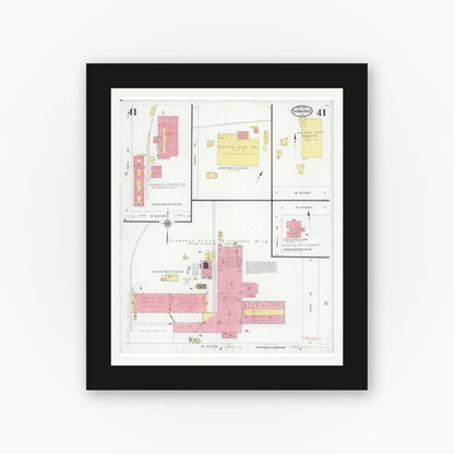 Old map wall art mockup — black gallery frame with white mat — Sanborn Fire Insurance Map from Kankakee, Kankakee County, Illinois (1930), Sheet #0041