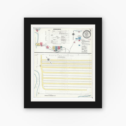 Old map wall art mockup — black gallery frame with white mat — Sanborn Fire Insurance Map from Tower, Saint Louis County, Minnesota (1909), Sheet #0001