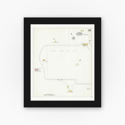 Old map wall art mockup — black gallery frame with white mat — Sanborn Fire Insurance Map from Lakewood, Ocean County, New Jersey (1909), Sheet #0023