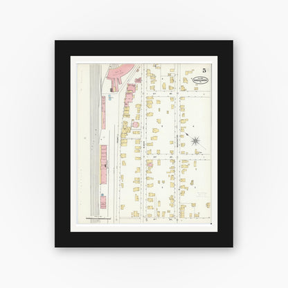 Old map wall art mockup — black gallery frame with white mat — Sanborn Fire Insurance Map from Susquehanna, Susquehanna County, Pennsylvania (1904), Sheet #0005