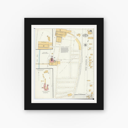 Old map wall art mockup — black gallery frame with white mat — Sanborn Fire Insurance Map from Ironton, Lawrence County, Ohio (1904), Sheet #0031