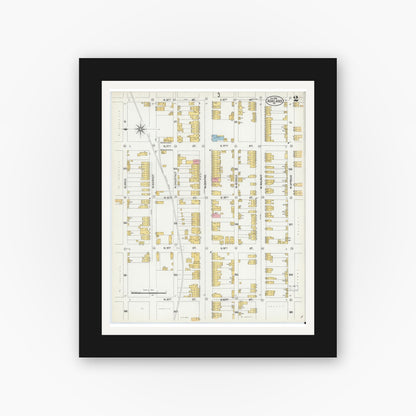 Old map wall art mockup — black gallery frame with white mat — Sanborn Fire Insurance Map from Ashland, Schuylkill County, Pennsylvania (1902), Sheet #0002