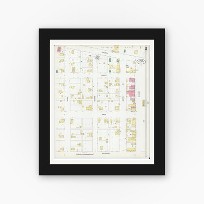 Old map wall art mockup — black gallery frame with white mat — Sanborn Fire Insurance Map from Xenia, Clay County, Illinois (1899), Sheet #0002
