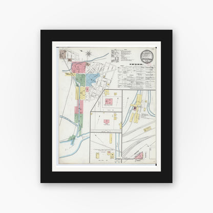 Old map wall art mockup — black gallery frame with white mat — Sanborn Fire Insurance Map from Benton Harbor, Berrien County, Michigan (1895) - Complete Map Set