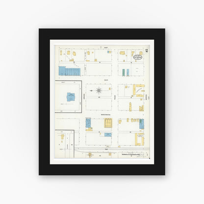 Old map wall art mockup — black gallery frame with white mat — Sanborn Fire Insurance Map from Seymour, Baylor County, Texas (1904), Sheet #0002
