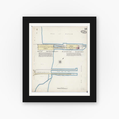 Old map wall art mockup — black gallery frame with white mat — Sanborn Fire Insurance Map from Duluth, Saint Louis County, Minnesota (1885), Sheet #0018