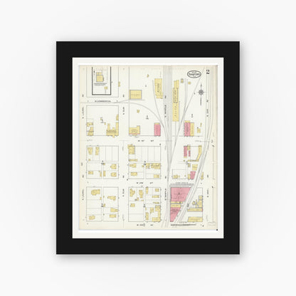 Old map wall art mockup — black gallery frame with white mat — Sanborn Fire Insurance Map from Sanford, Seminole County, Florida (1917), Sheet #0002