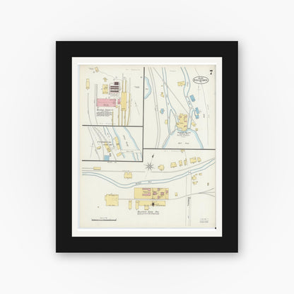 Old map wall art mockup — black gallery frame with white mat — Sanborn Fire Insurance Map from Bellefonte, Centre County, Pennsylvania (1897), Sheet #0007