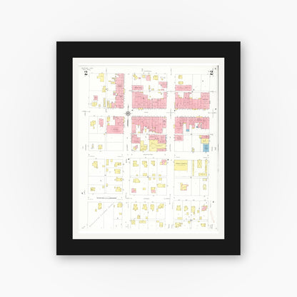 Old map wall art mockup — black gallery frame with white mat — Sanborn Fire Insurance Map from Bedford, Taylor County, Iowa (1933), Sheet #0002