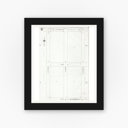 Old map wall art mockup — black gallery frame with white mat — Sanborn Fire Insurance Map from Chicago, Cook County, Illinois (1920), Sheet #0081