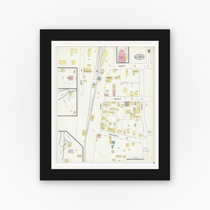 Old map wall art mockup — black gallery frame with white mat — Sanborn Fire Insurance Map from Millbrook, Dutchess County, New York (1905), Sheet #0002
