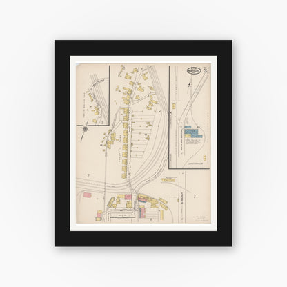Old map wall art mockup — black gallery frame with white mat — Sanborn Fire Insurance Map from Nanticoke, Luzerne County, Pennsylvania (1920), Sheet #0003