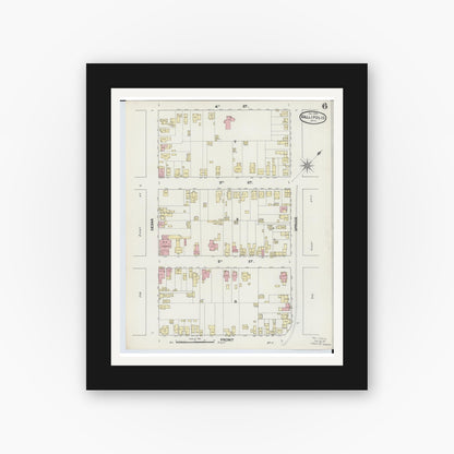 Old map wall art mockup — black gallery frame with white mat — Sanborn Fire Insurance Map from Gallipolis, Gallia County, Ohio (1890), Sheet #0006