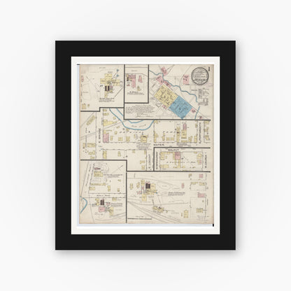 Old map wall art mockup — black gallery frame with white mat — Sanborn Fire Insurance Map from Jackson, Jackson County, Ohio (1886), Sheet #0001