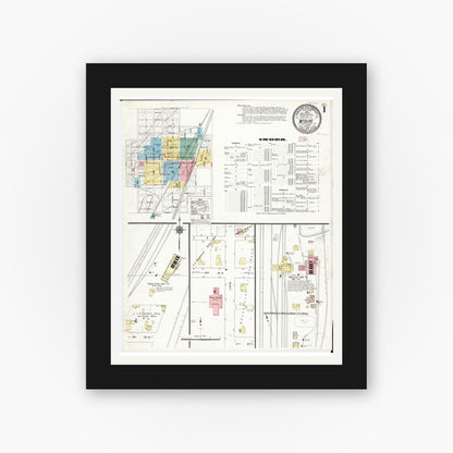Old map wall art mockup — black gallery frame with white mat — Sanborn Fire Insurance Map from Mount Olive, Macoupin County, Illinois (1910) - Complete Map Set