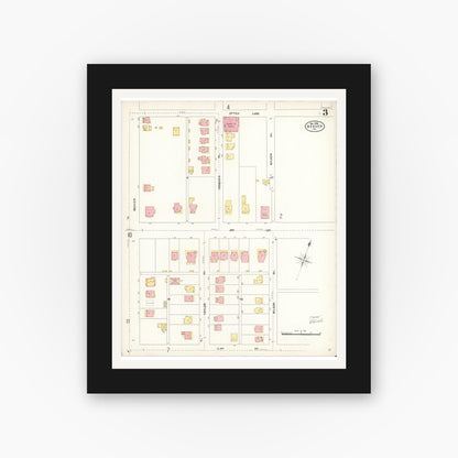 Old map wall art mockup — black gallery frame with white mat — Sanborn Fire Insurance Map from Beaver, Beaver County, Pennsylvania (1906), Sheet #0003