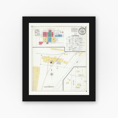 Old map wall art mockup — black gallery frame with white mat — Sanborn Fire Insurance Map from Ithaca, Gratiot County, Michigan (1906) - Complete Map Set