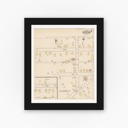 Old map wall art mockup — black gallery frame with white mat — Sanborn Fire Insurance Map from Conneaut Lake Borough, Crawford County, Pennsylvania (1922), Sheet #0003