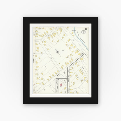 Old map wall art mockup — black gallery frame with white mat — Sanborn Fire Insurance Map from Luzerne, Luzerne County, Pennsylvania (1911), Sheet #0019