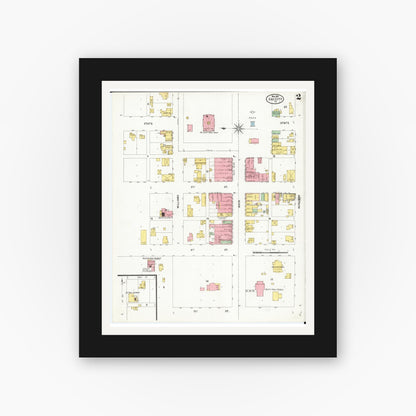 Old map wall art mockup — black gallery frame with white mat — Sanborn Fire Insurance Map from Sac City, Sac County, Iowa (1899), Sheet #0002