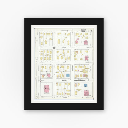Old map wall art mockup — black gallery frame with white mat — Sanborn Fire Insurance Map from Austin, Mower County, Minnesota (1917), Sheet #0005