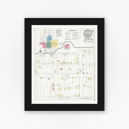 Old map wall art mockup — black gallery frame with white mat — Sanborn Fire Insurance Map from New Prague, Scott And Le Sueur, Minnesota (1910) - Complete Map Set