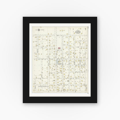 Old map wall art mockup — black gallery frame with white mat — Sanborn Fire Insurance Map from Cooper, Delta County, Texas (1914), Sheet #0007