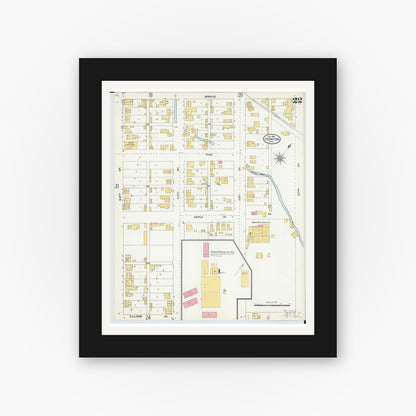 Old map wall art mockup — black gallery frame with white mat — Sanborn Fire Insurance Map from Ironton, Lawrence County, Ohio (1904), Sheet #0022