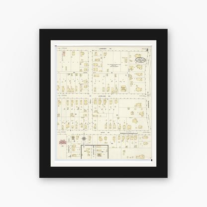 Old map wall art mockup — black gallery frame with white mat — Sanborn Fire Insurance Map from Loveland, Clermont, Hamilton, And Warren County, Ohio (1911), Sheet #0004