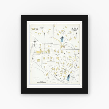 Old map wall art mockup — black gallery frame with white mat — Sanborn Fire Insurance Map from Iron Mountain, Dickinson County, Michigan (1911), Sheet #0011