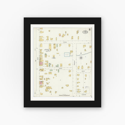 Old map wall art mockup — black gallery frame with white mat — Sanborn Fire Insurance Map from Farmer, Seneca County, New York (1898), Sheet #0002