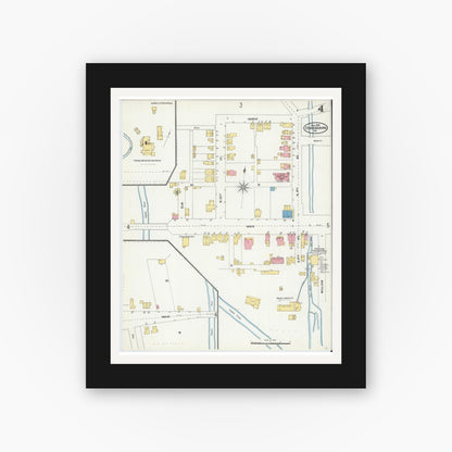 Old map wall art mockup — black gallery frame with white mat — Sanborn Fire Insurance Map from Stroudsburg, Monroe County, Pennsylvania (1905), Sheet #0004