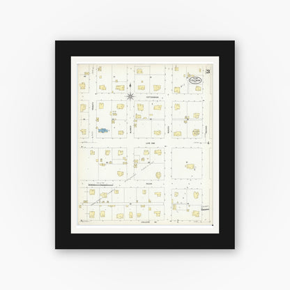 Old map wall art mockup — black gallery frame with white mat — Sanborn Fire Insurance Map from Coleman, Coleman County, Texas (1909), Sheet #0003