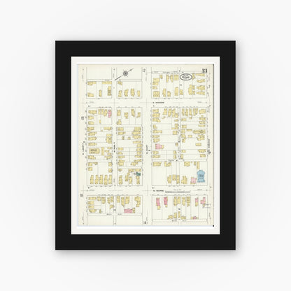 Old map wall art mockup — black gallery frame with white mat — Sanborn Fire Insurance Map from Rome, Oneida County, New York (1909), Sheet #0013
