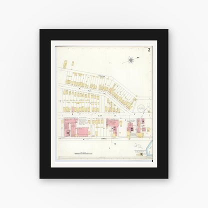 Old map wall art mockup — black gallery frame with white mat — Sanborn Fire Insurance Map from Hamilton, Butler County, Ohio (1899), Sheet #0002