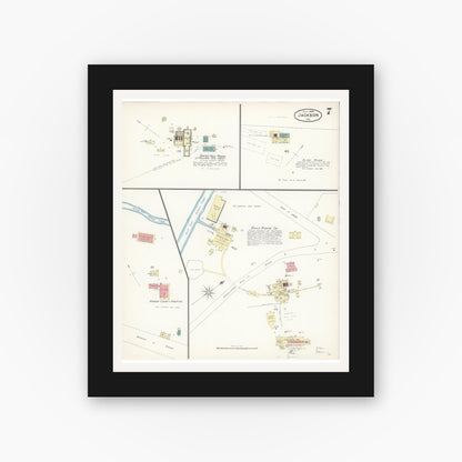 Old map wall art mockup — black gallery frame with white mat — Sanborn Fire Insurance Map from Jackson, Amador County, California (1898), Sheet #0007