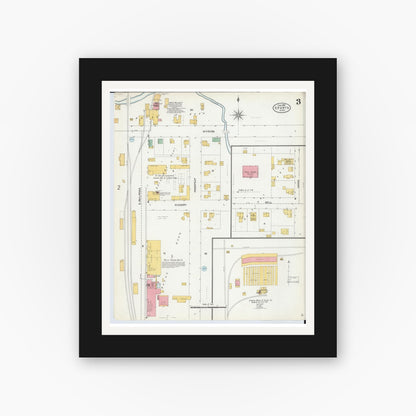 Old map wall art mockup — black gallery frame with white mat — Sanborn Fire Insurance Map from Sparta, Kent County, Michigan (1904), Sheet #0003